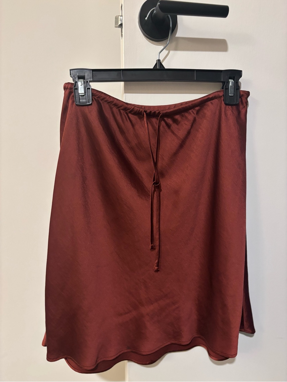 Madewell Rust Satin Drawstring A-Line Skirt